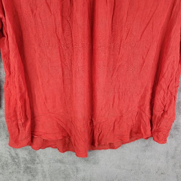 Women's Orange Chico's Blouse Top Cold Shoulder 3/4 Sleeve Round Neck Size 3 - Picture 3 of 12